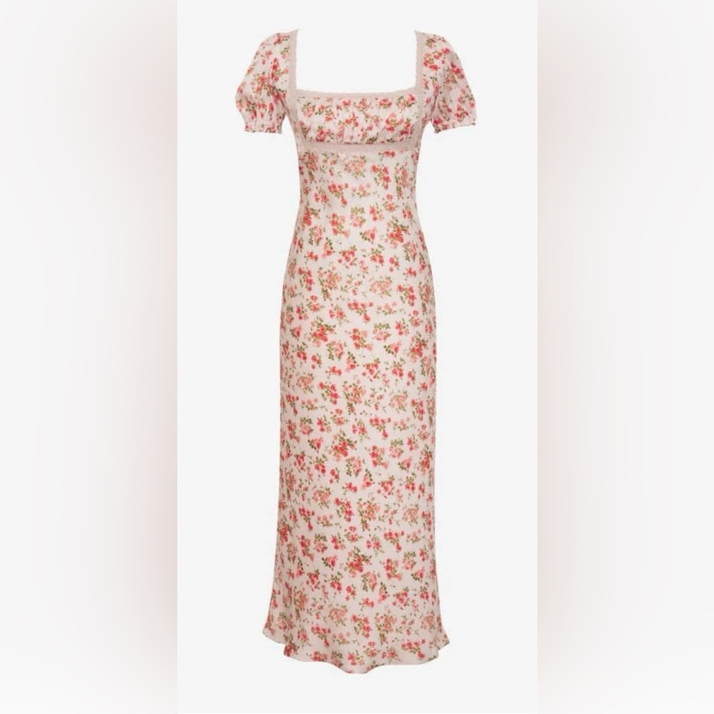BNWT RUMORED Floral Square Neck Puff Sleeves Maxi Dress Cottagecore, Romantic